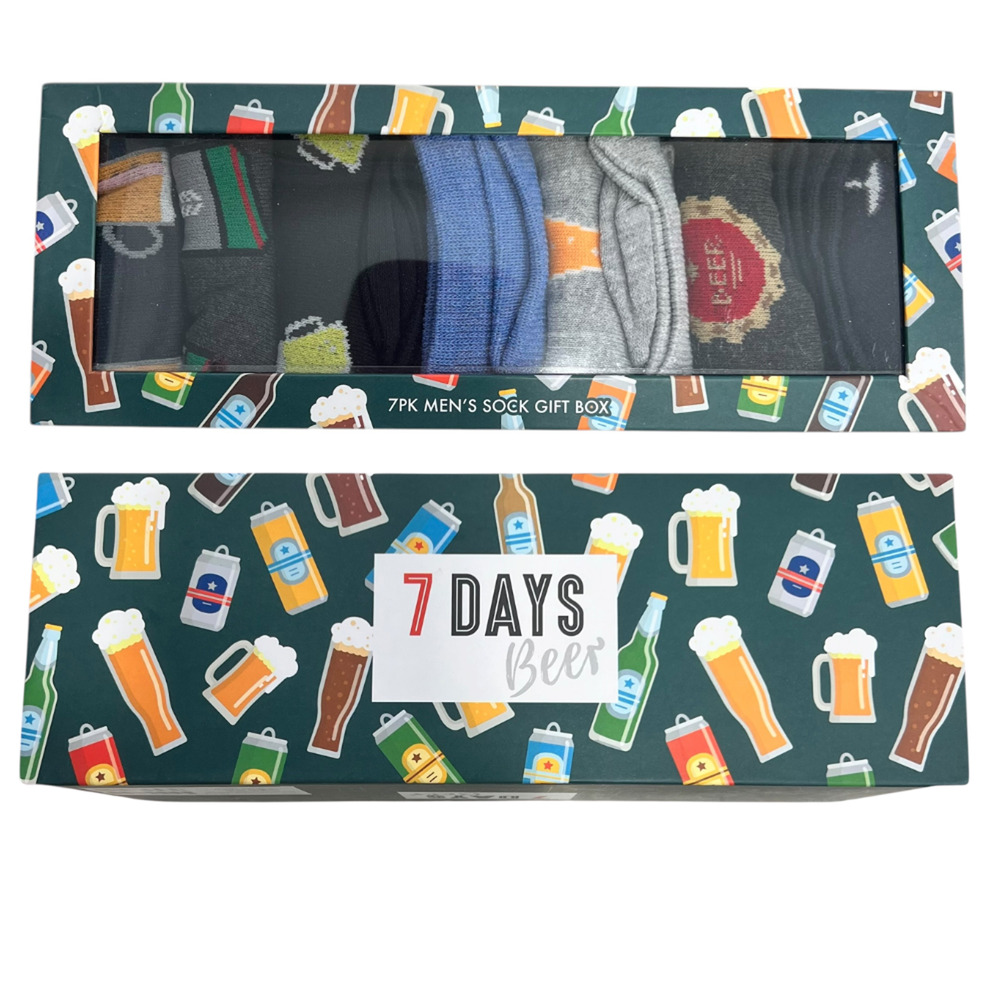 NEW 7 Days Beer BY Orrsum Designs Socks Men's Gift Box Size US 8-12